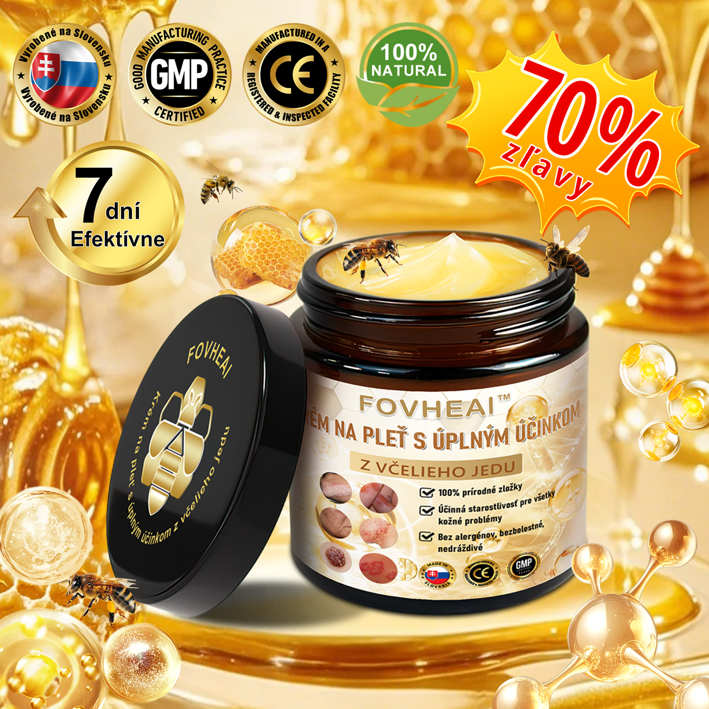 💎🐝💎FOVHEAl™ Krém na pleť s úplným účinkom z včelieho jedu - 🧑‍⚕️Odporúčané dermatológmi - Vhodné pre všetky vekové kategórie