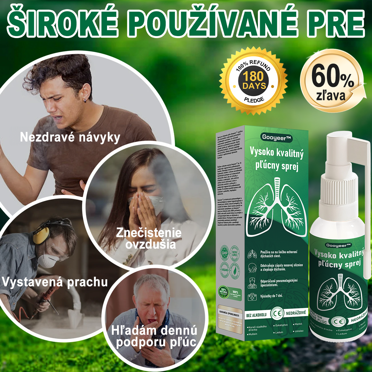🌿𝐆𝐨𝐨𝐲𝐞𝐞𝐫™ Vysoko kvalitný pľúcny sprej -🧑‍⚕️ Podporuje zdravie pľúc, priedušiek a dutín, podporuje zdravie dýchacieho systému a ľahšie dýchanie.