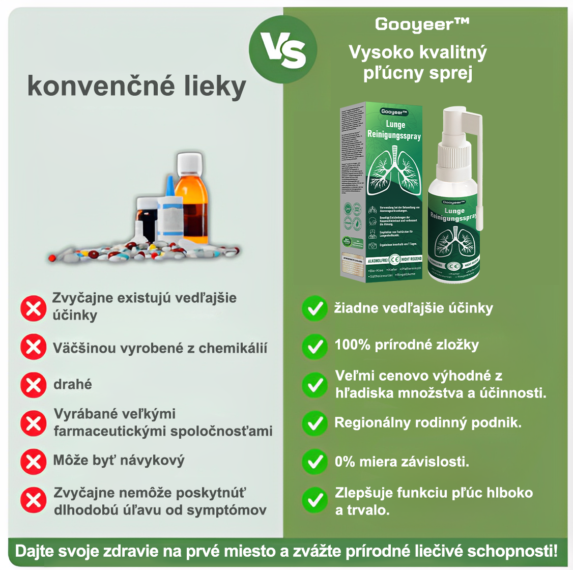 🌿𝐆𝐨𝐨𝐲𝐞𝐞𝐫™ Vysoko kvalitný pľúcny sprej -🧑‍⚕️ Podporuje zdravie pľúc, priedušiek a dutín, podporuje zdravie dýchacieho systému a ľahšie dýchanie