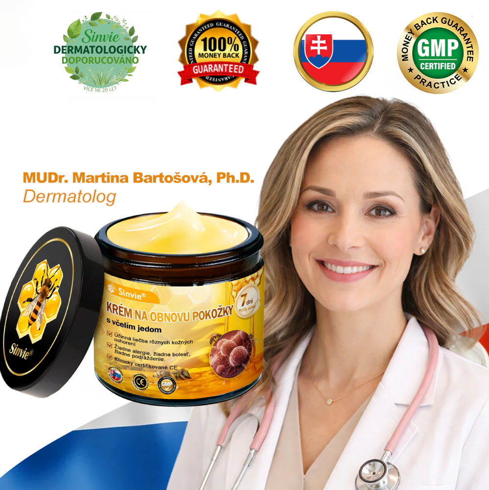 🌻🌻🌻  Sinvie® Krém na obnovu pokožky s včelím jedom 🔥 Odporúčané dermatológmi | Proti vráskam, pigmentovým škvrnám a ochabnutej pokožke – 50 ml